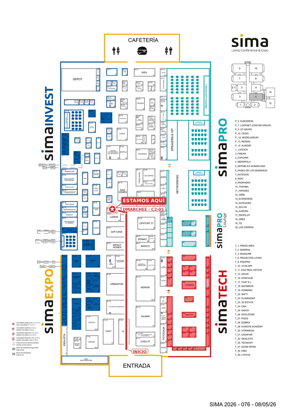 Mapa del SIMA 2026 — stand DMARCHEE C2-03, pabellón 4, IFEMA Madrid